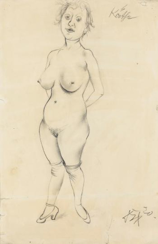 Käthe - Recto; Studie Eines Zeichnenden Mannes (Study Of Man Drawing) - Verso by Otto Dix