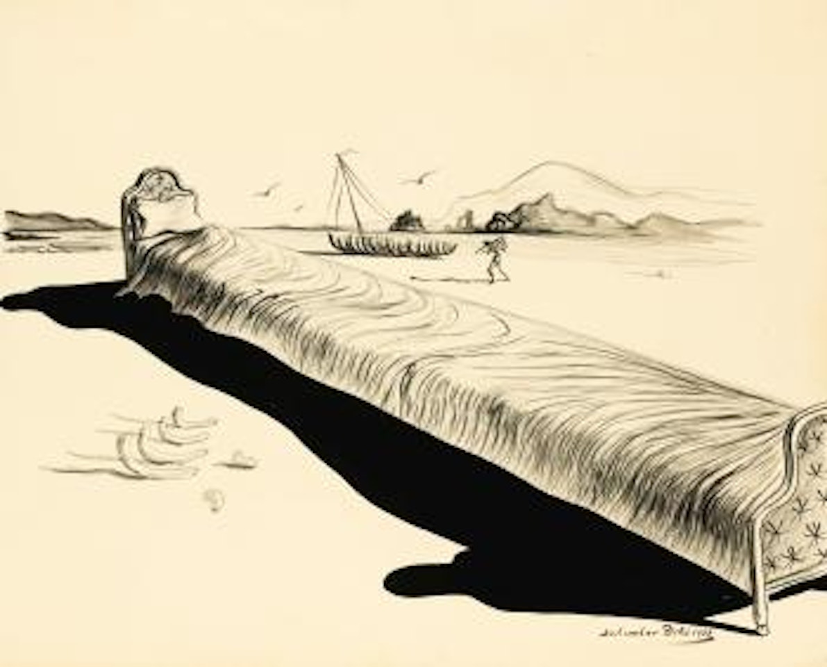 Lit Surréaliste Dans Un Paysage by Salvador Dali