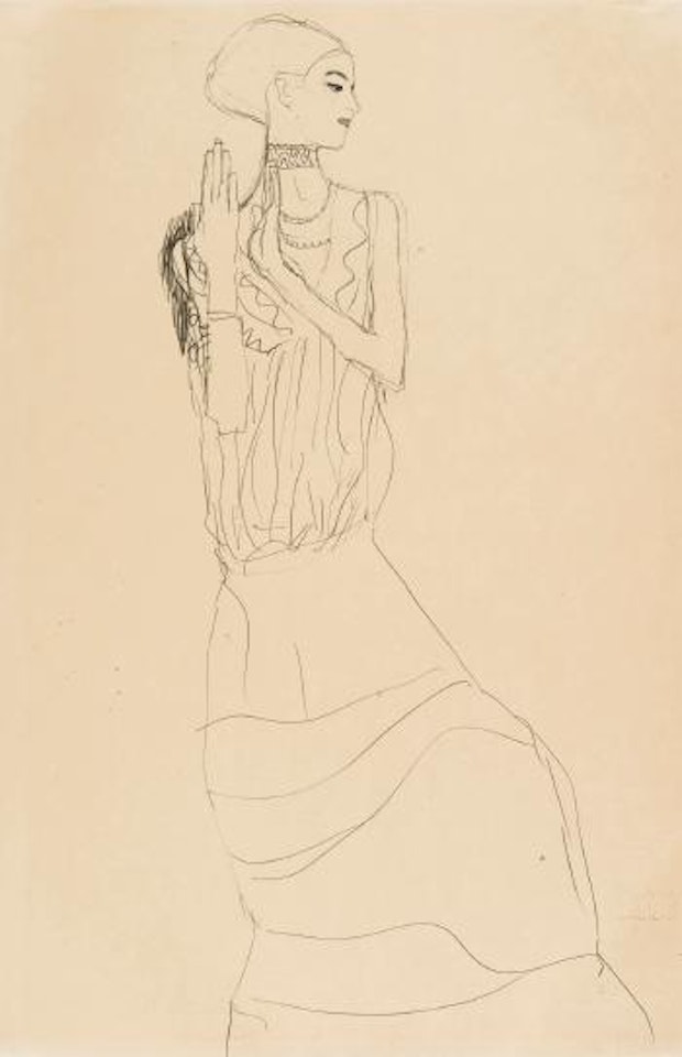 Tänzerin Mit Halskette (Studie Für Die Tänzerin (Die Erwartung Des Stoclet-frieses)) (Dancer With Necklace (Study For The Dancer From The Stoclet-frieze)) by Gustav Klimt