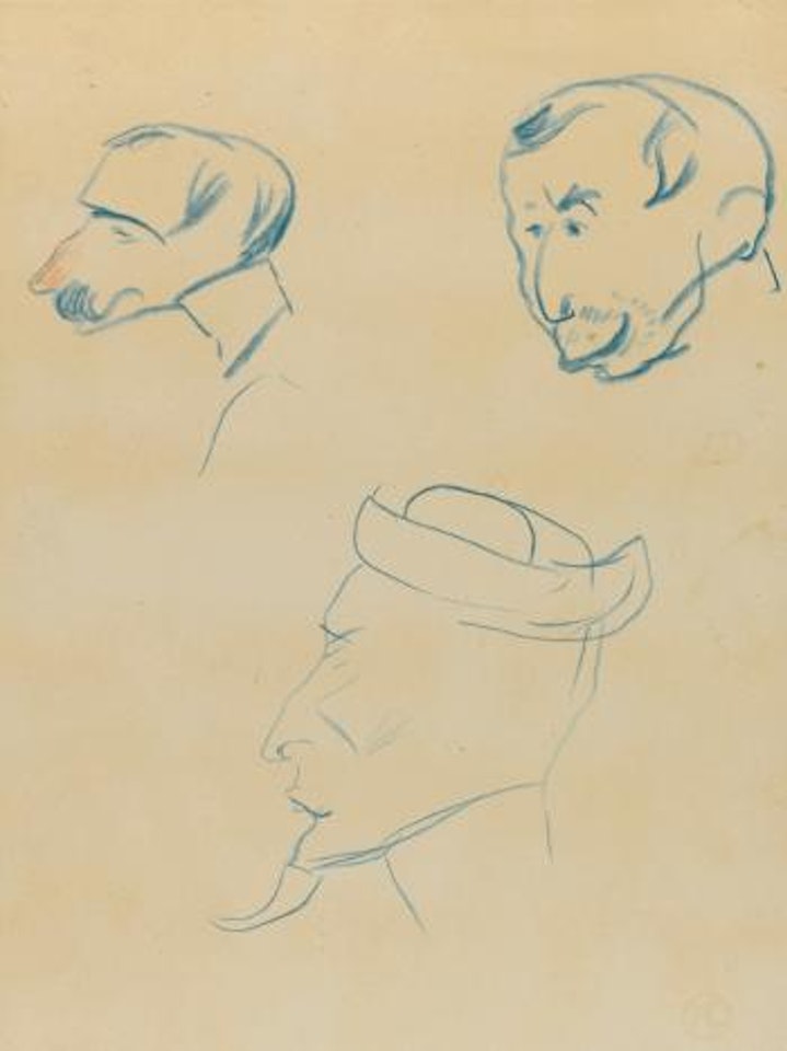 Têtes De MM. Sescau, Félix Fénéon De Profil Et De M. X by Henri de Toulouse-Lautrec