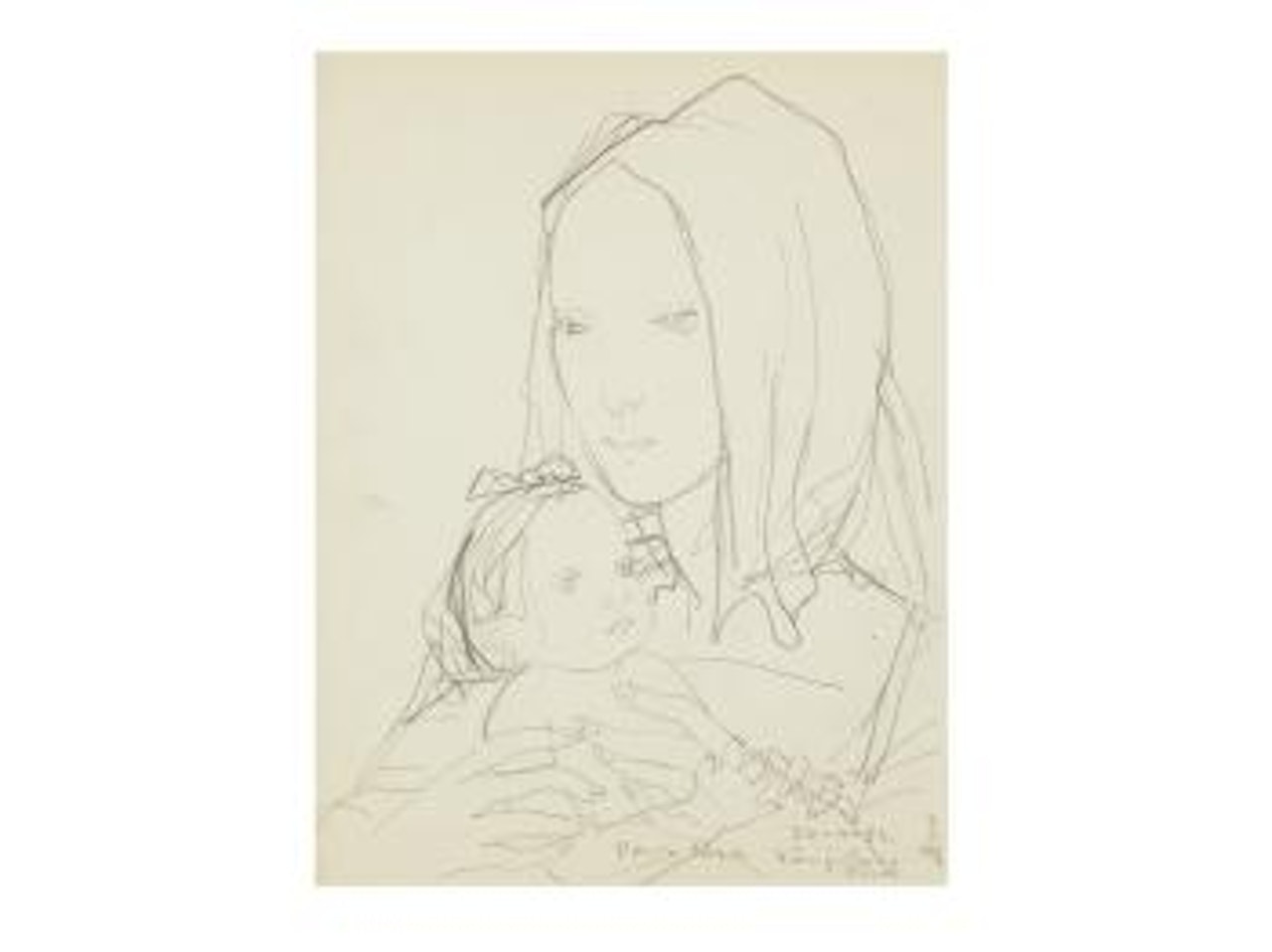 Figure of mother and the child by Leonard Tsuguharu Foujita