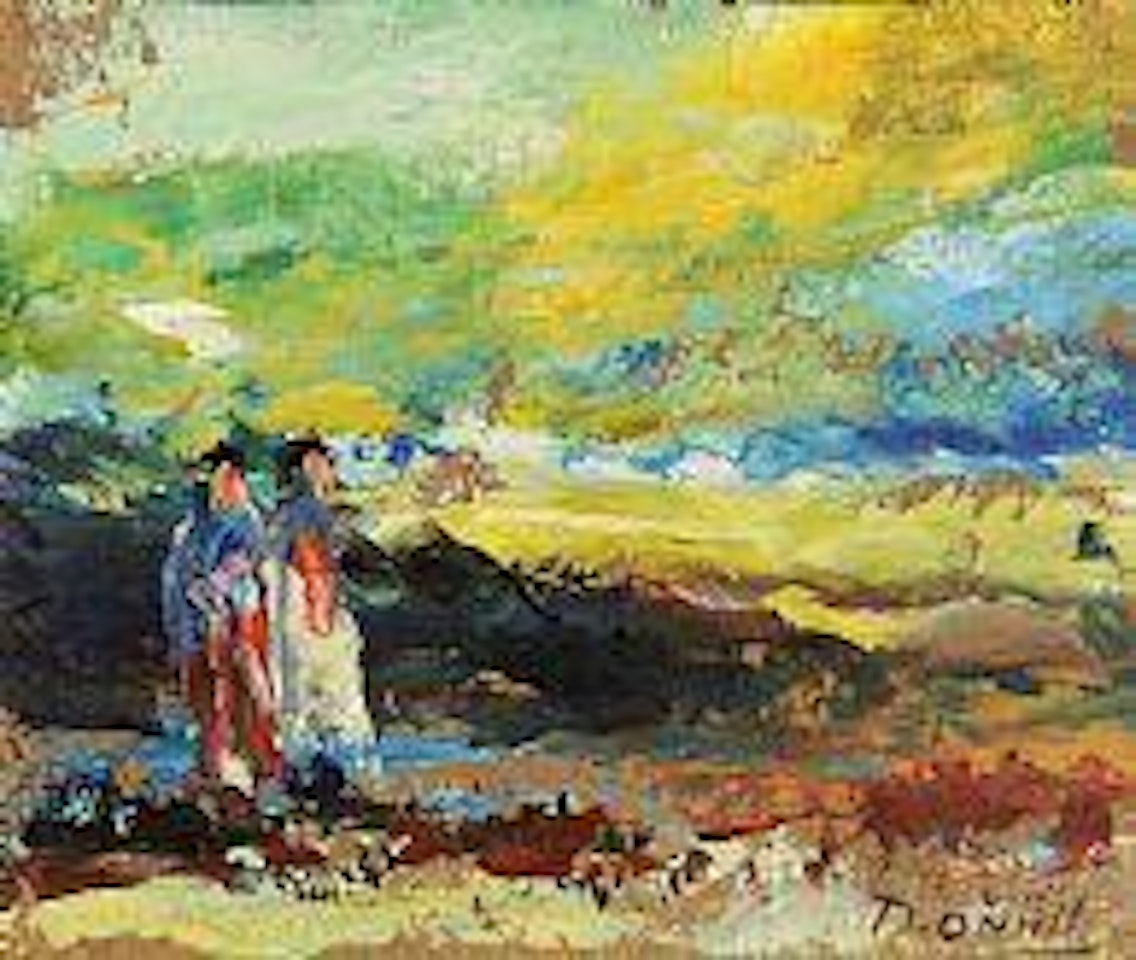 Figures in a landscape by Daniel O'Neill