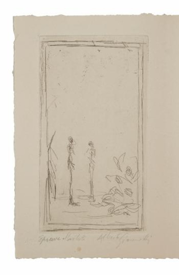 Illustration pour Poème des deux années, 1953 - 54 par René Char by Alberto Giacometti