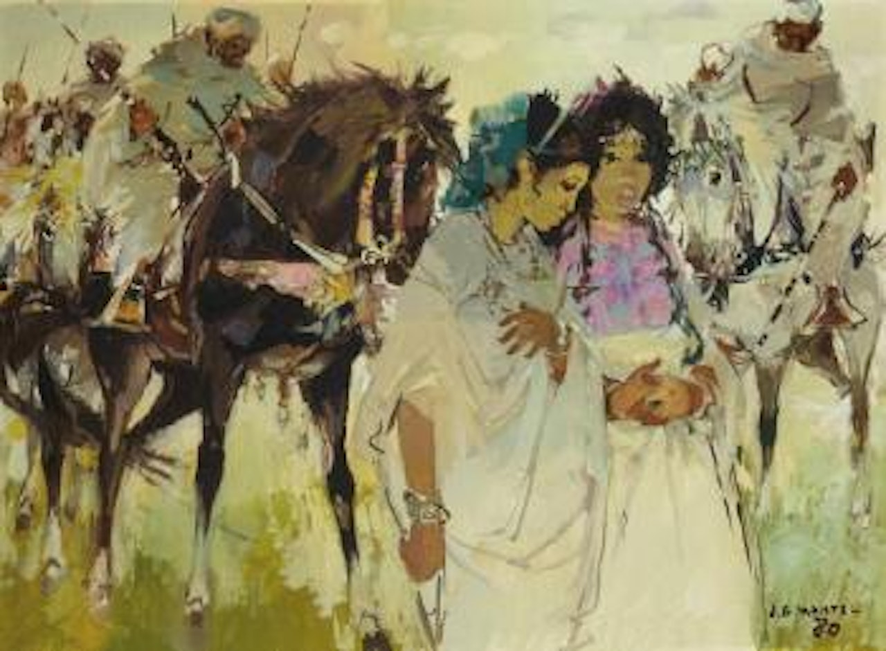 Femmes orientales et cavaliers by Jean Gaston Mantel