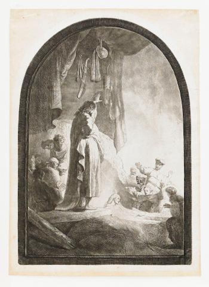 The Raising of Lazarus: Large Plate by Attributed to Rembrandt Harmensz van Rijn