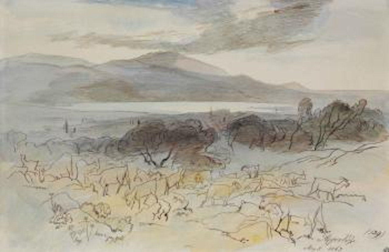 Argostoli and the Black Mountain, Cephalonia by Edward Lear