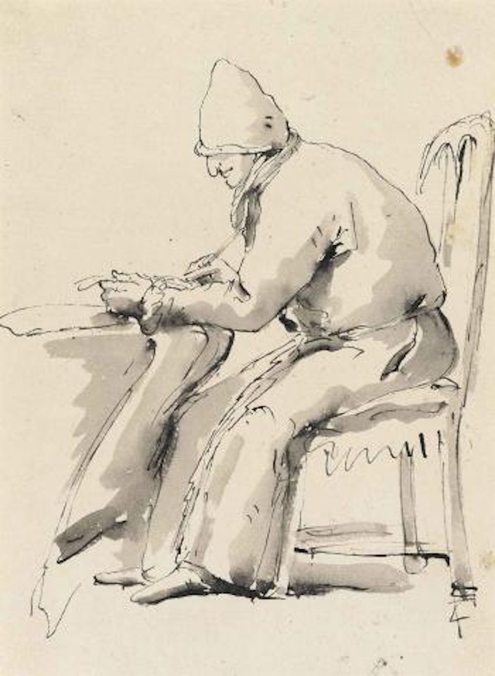 Caricature of a scribe seated at a desk by Giovanni Battista Tiepolo