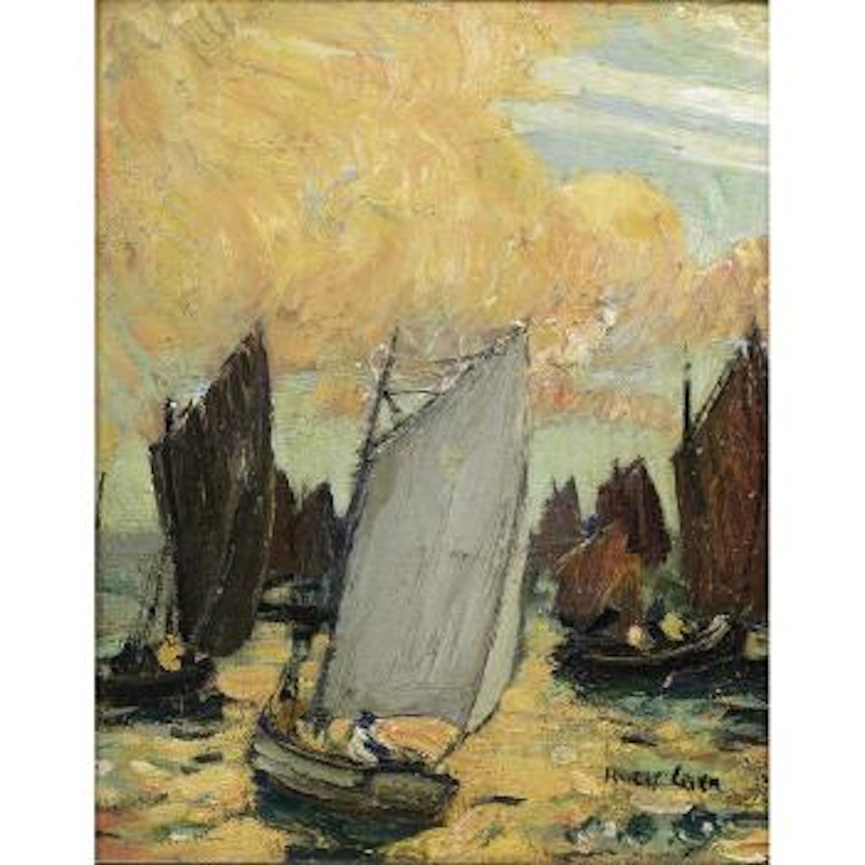 Boats at sunset by Hayley Lever