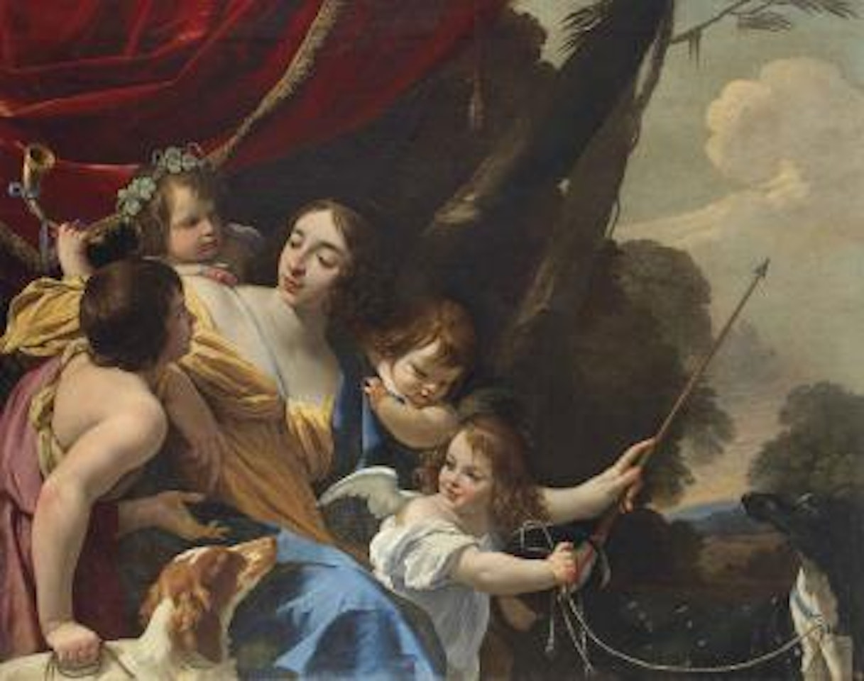 Allegorical Portrait of Marguerite de Beauclerc, Baroness d'Archères and de Rougemont, Marquise d'Estiau, three-quarter-length by Simon Vouet