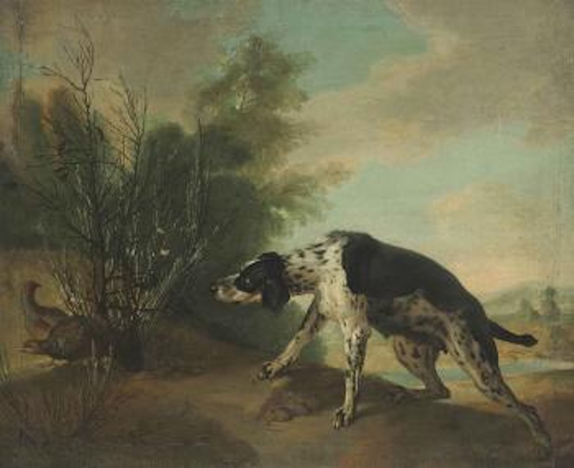 Dog Pointing two Partridges by Jean-Baptiste Oudry