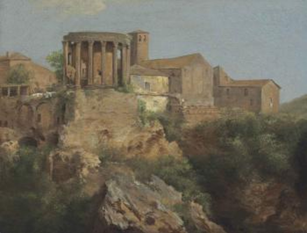 A plein-air view of Tivoli with the Temple of Vesta by Claude Joseph Vernet