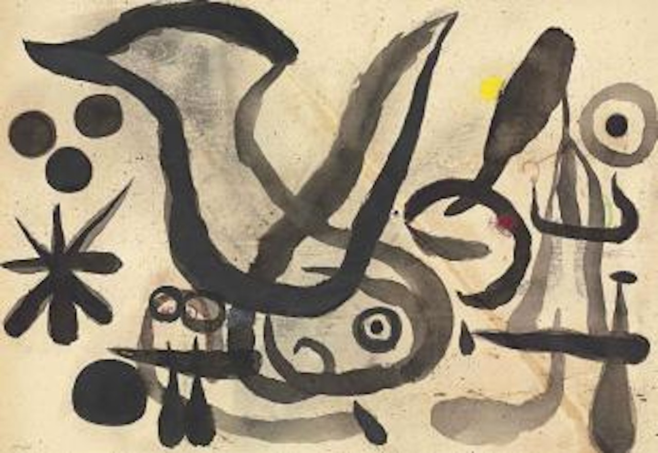 Personnages et oiseau dans la nuit by Joan Miró