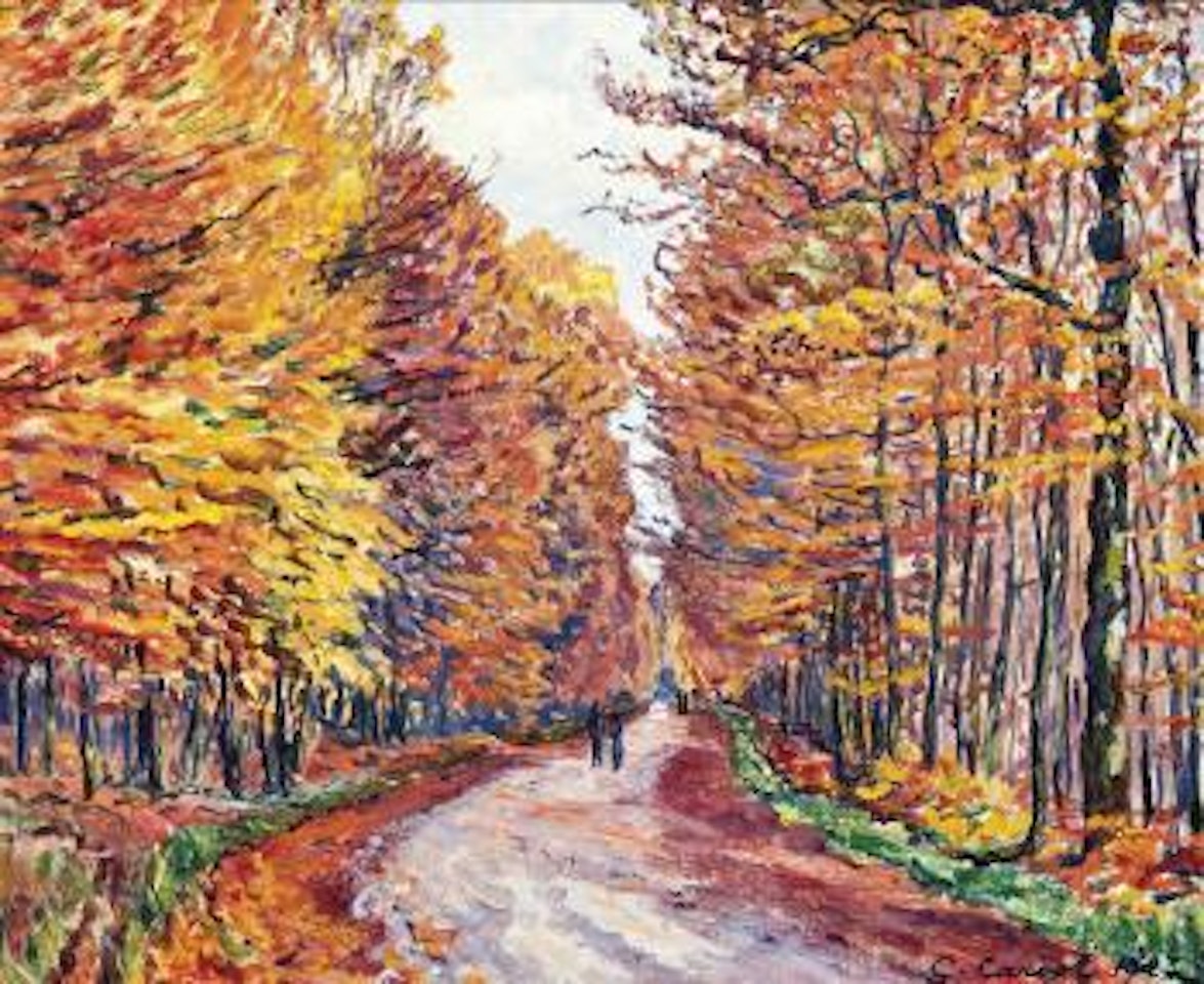 Georgenborn, la route de Wiesbaden en forêt, Automne by Gustave Cariot