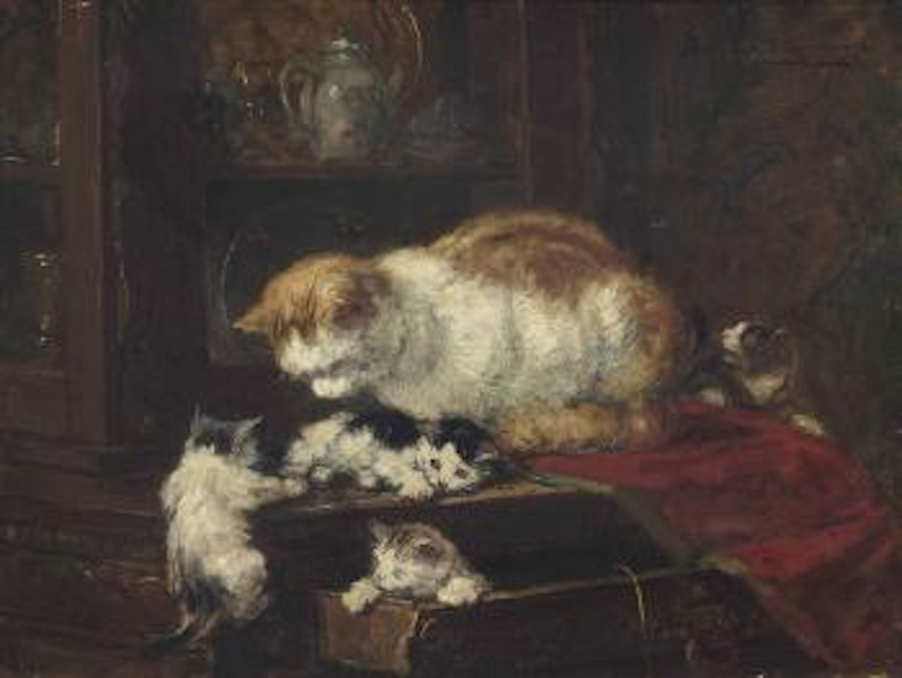 Kittens playing by Henriette Ronner-Knip