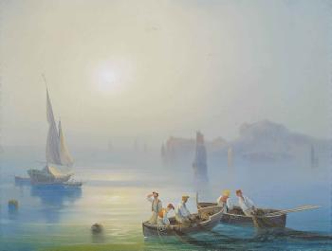 Fishing before Capri at dusk by Neapolitan School
