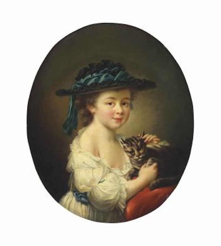 A girl with a cat by Francois Hubert Drouais