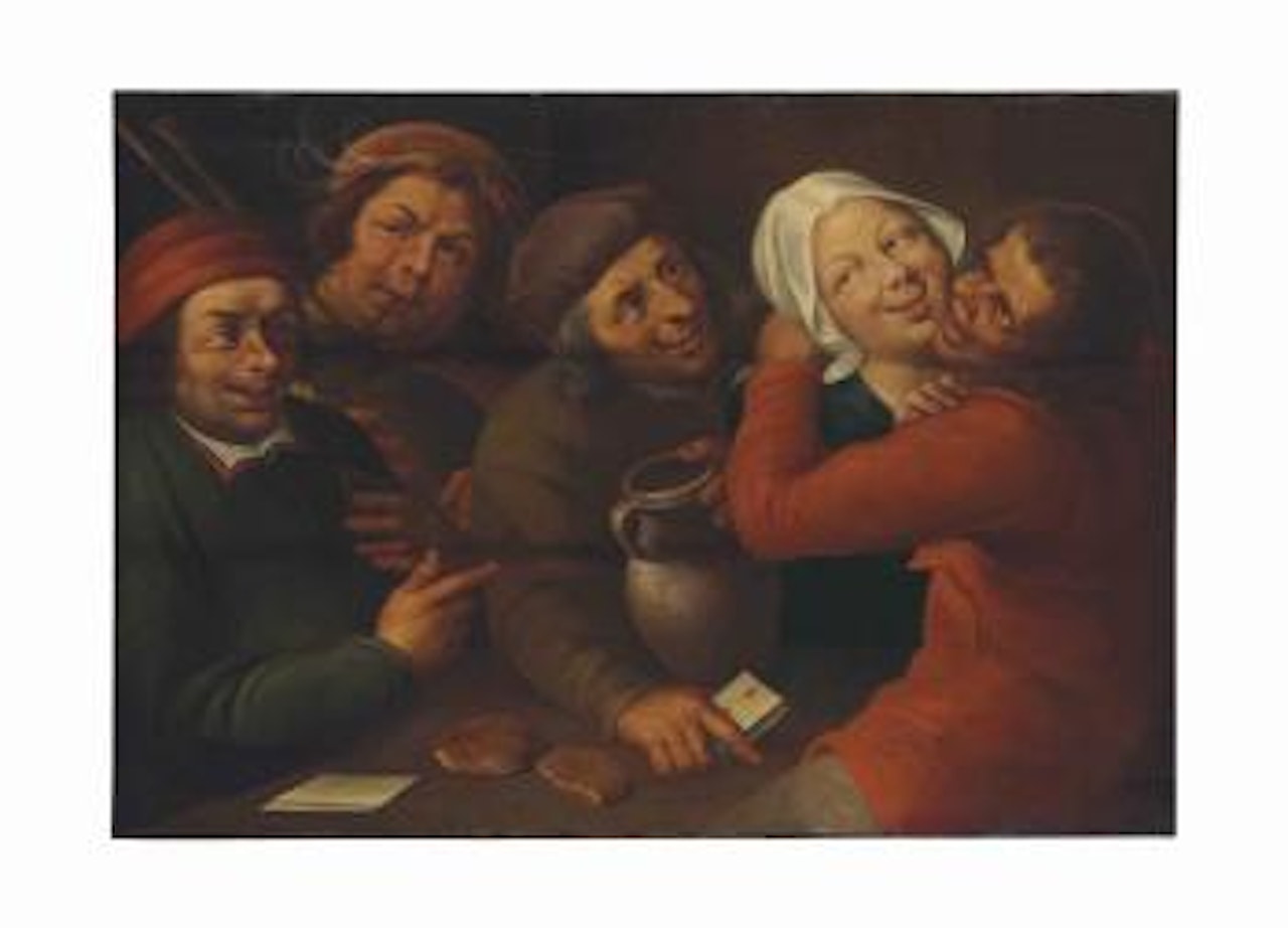 Peasants carousing and playing cards by Jan Matsys