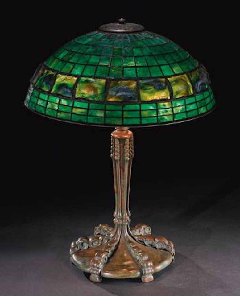 Geometric And Banded Turtle-back Tile Table Lamp by Tiffany Studios
