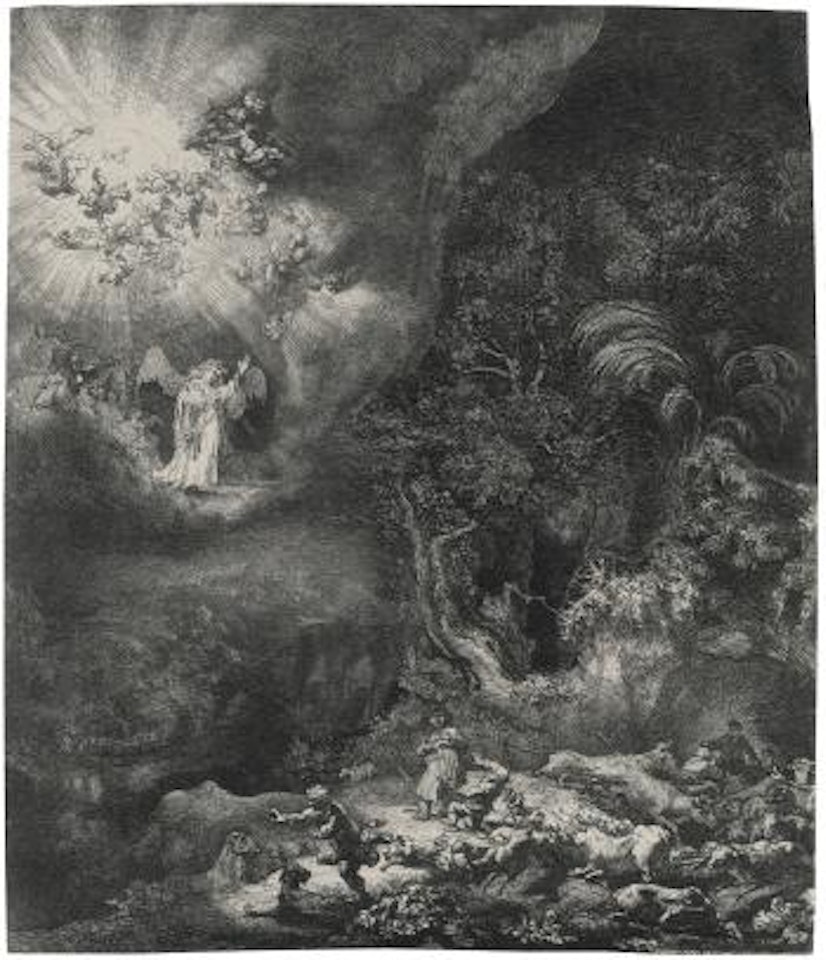 The Angel Appearing To The Shepherds (B., Holl. 44; New Holl. 125; H. 120) by Attributed to Rembrandt Harmensz van Rijn