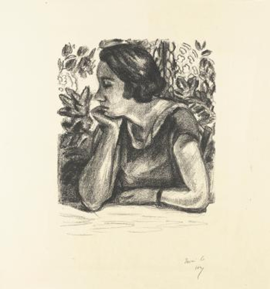 Visage De Profil Reposant Sur Un Bras, Paravent Louis XIV (Duthuit 447) by Henri Matisse