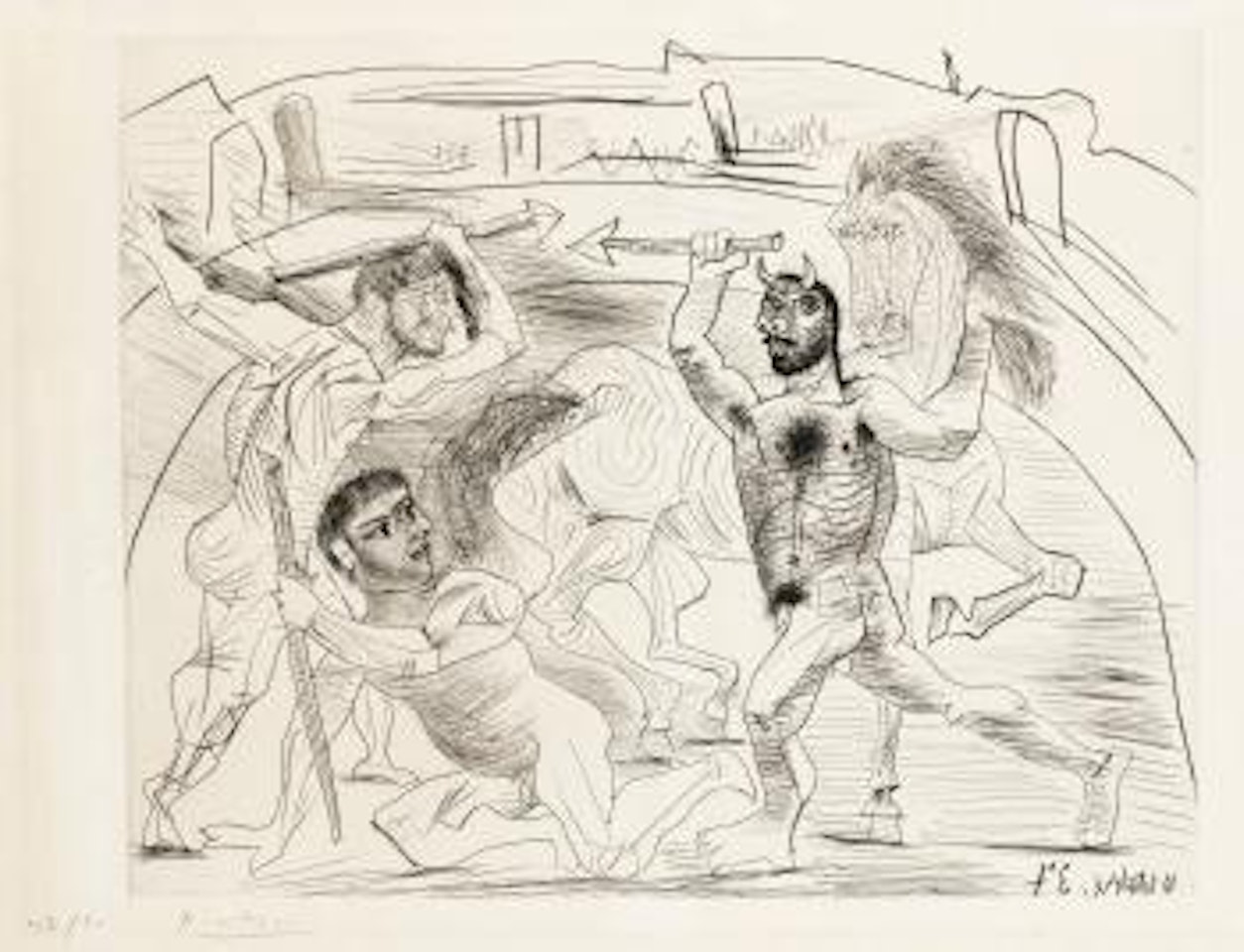 Le Combat Dans L'arÃ¨ne (B. 301; Ba. 629) by Pablo Picasso