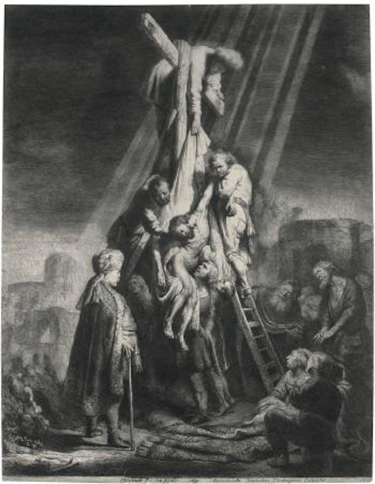 The Descent From The Cross: Second Plate (B., Holl. 81 II); New Holl. 119; H. 103) by Attributed to Rembrandt Harmensz van Rijn