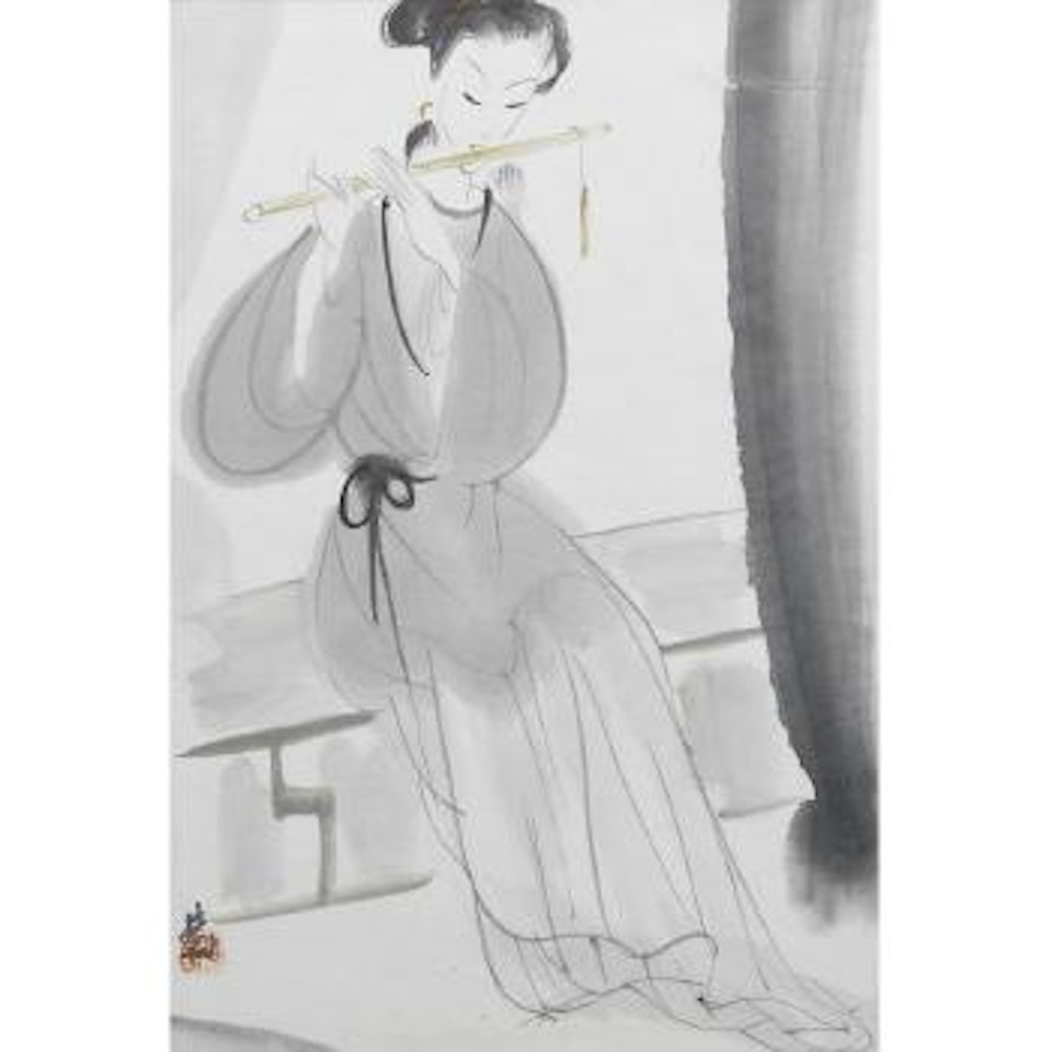 Flautist by Lin Fengmian