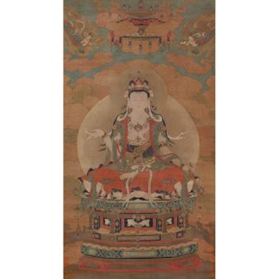 Hanging scroll, white Tara by Chinese School