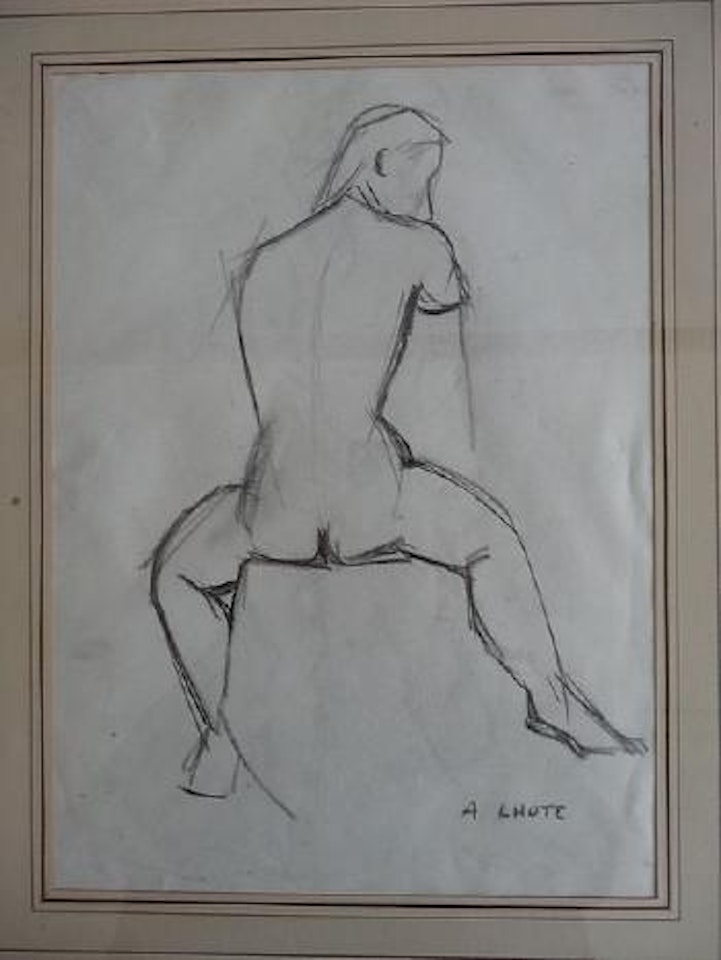 Croquis de nu assis, de dos by André Lhote