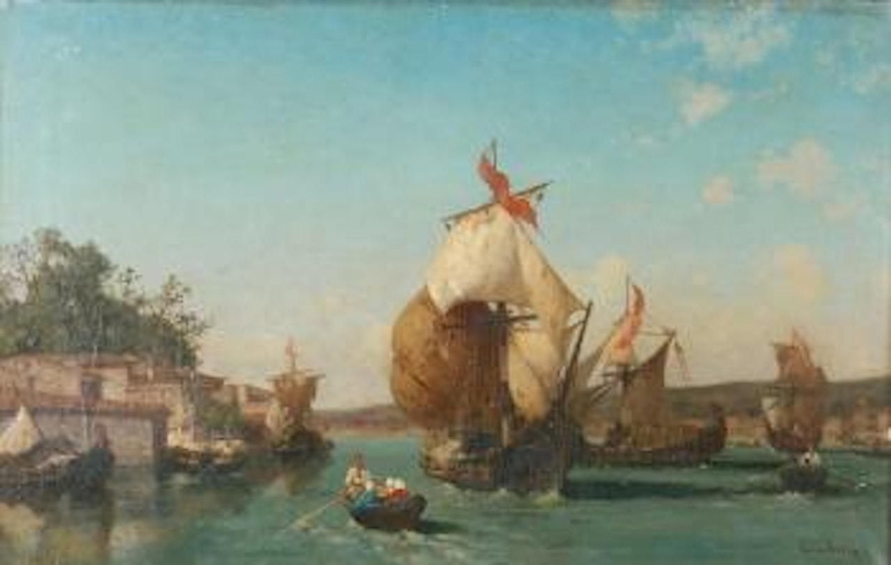 Embarcations sur le détroit du Bosphore by Germain-Fabius Brest