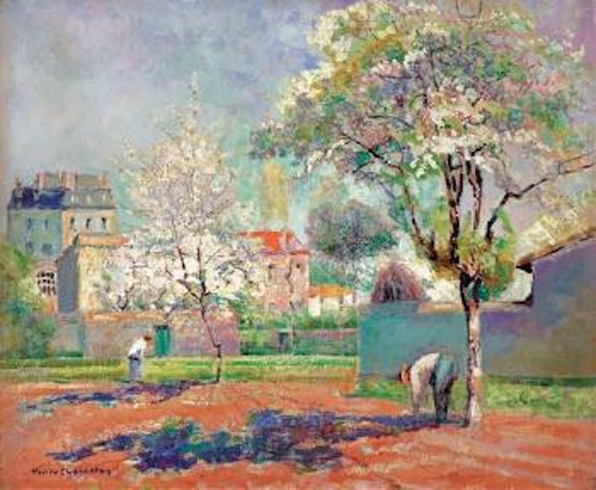 Under the cherry blossom by Victor Charreton