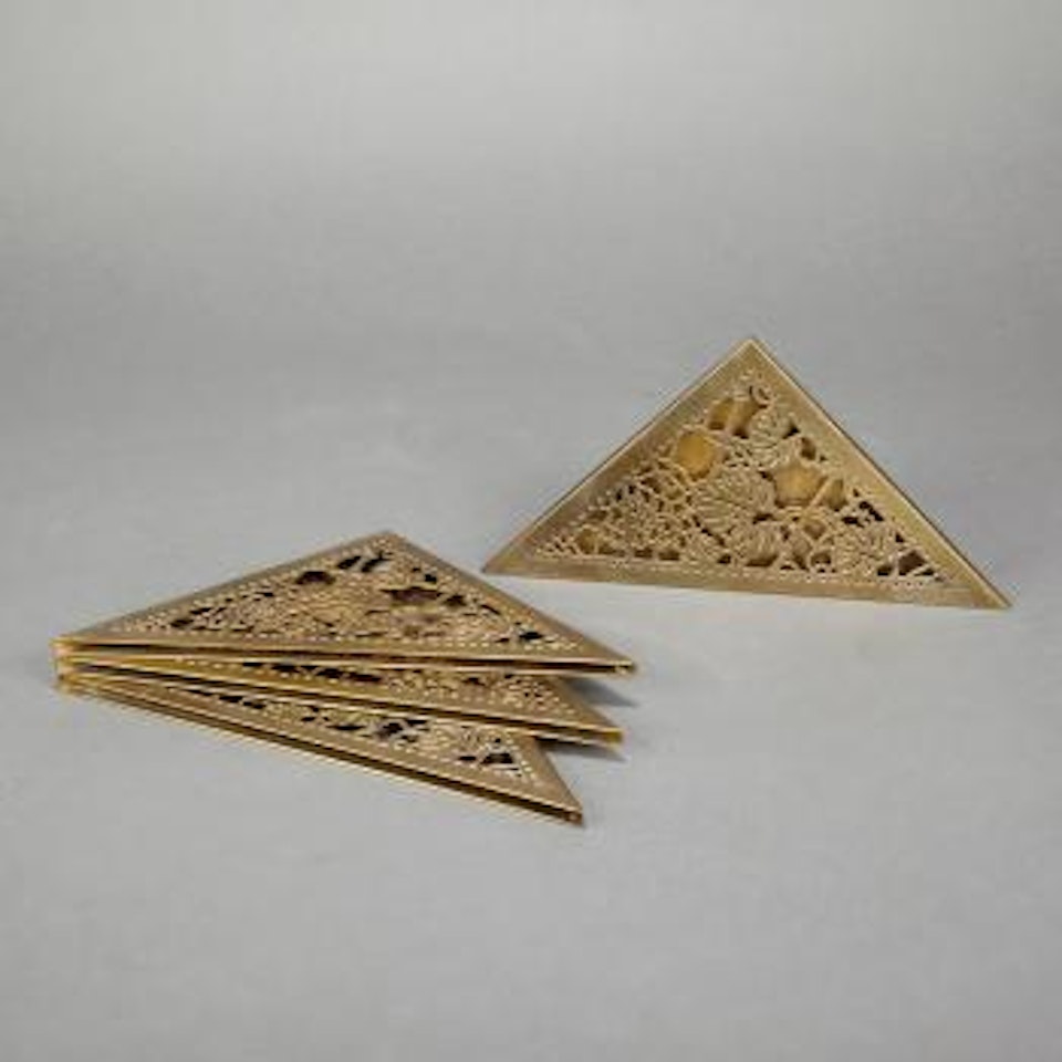 Set of Four Tiffany Studio Etched Metal Desk Blotter Corners by Tiffany Studios