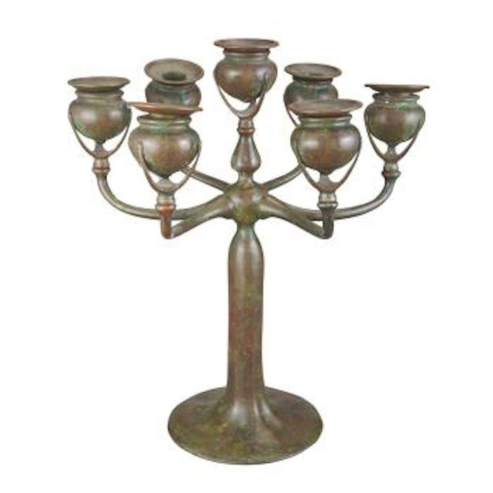 Tiffany Studios Bronze Seven-Light Candelabrum by Tiffany Studios