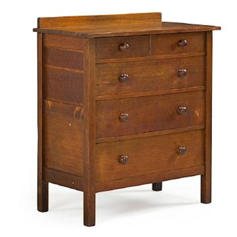 Two-over-three Drawer Chest by Gustav Stickley