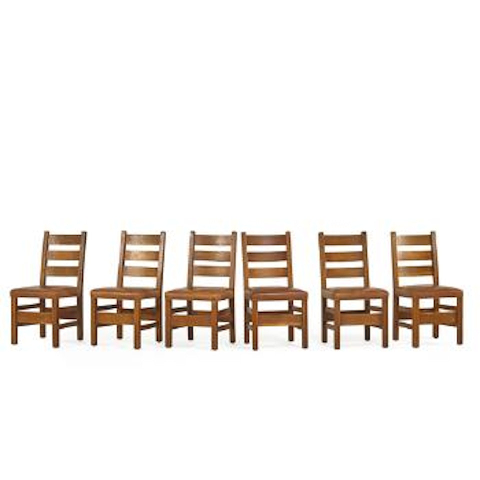 Set Of Six Ladderback Chairs (No. 349 Ohm) by Gustav Stickley