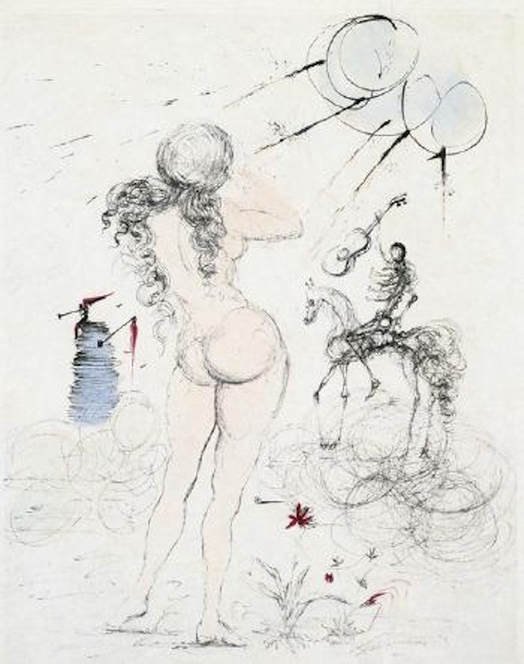 Les tranchées. Femme, chaval et la mort by Salvador Dali