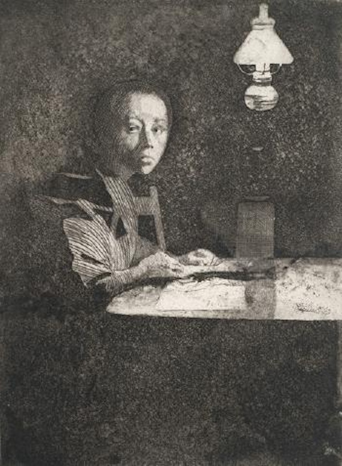 Selbstbildnis Am Tisch by Kathe Kollwitz