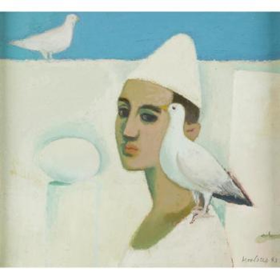 Clown and doves by Alberto Morrocco