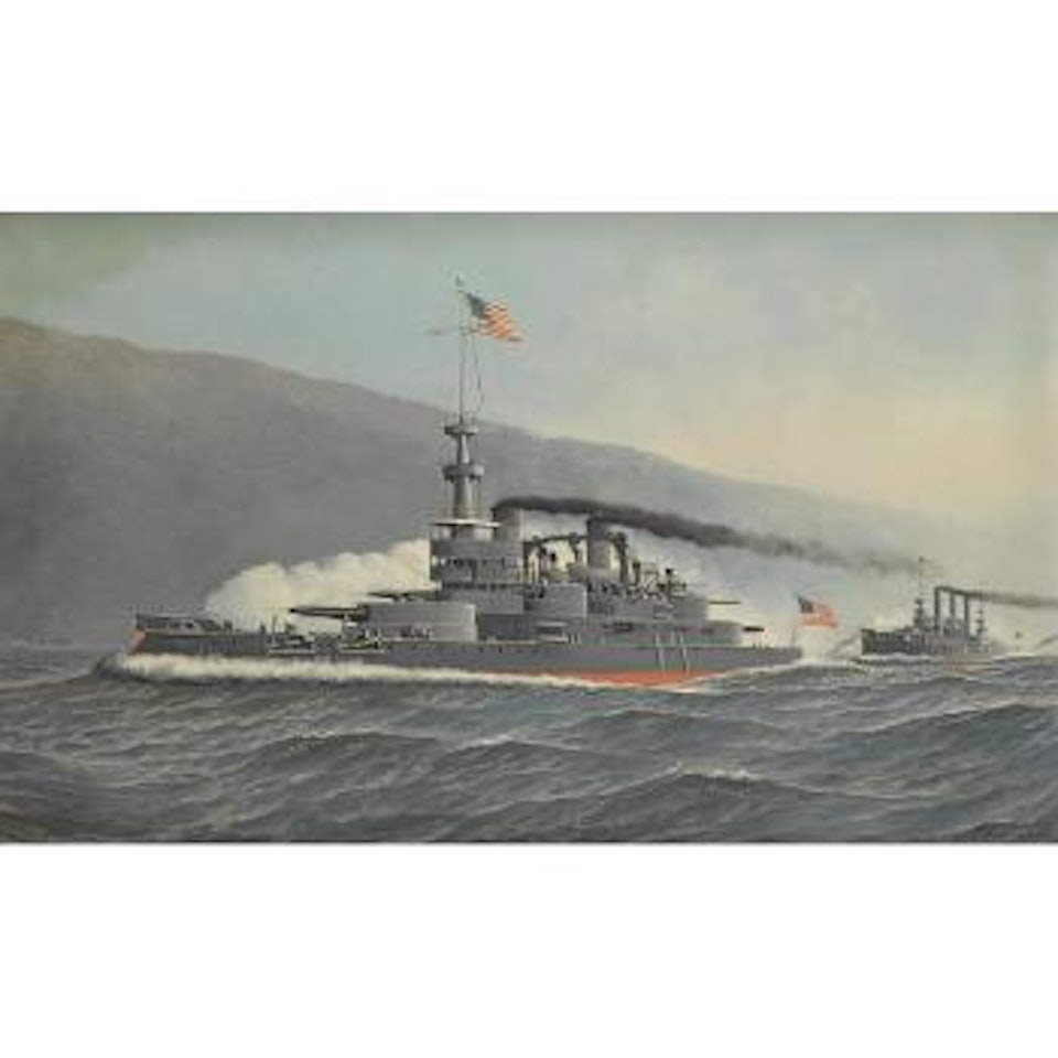 The Battle of Santiago de Cuba; U.S.S. Oregon and U.S.S. Brooklyn by Antonio Jacobsen