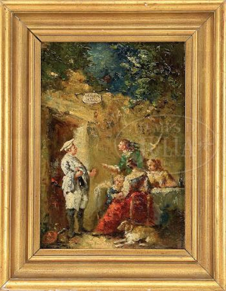 Dining outside of the café by Adolphe Monticelli