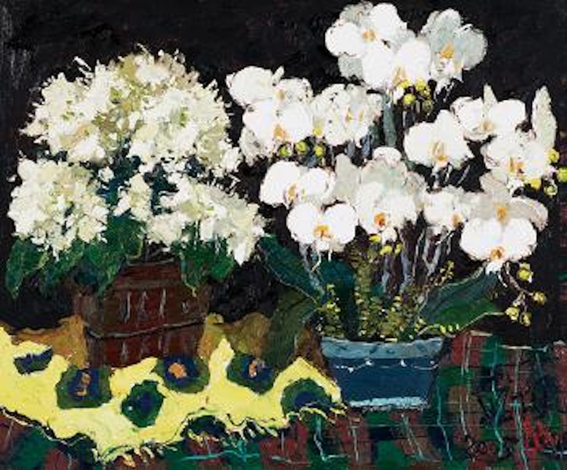 Phalaenopsis and chrysanthemum by Pang Jiun