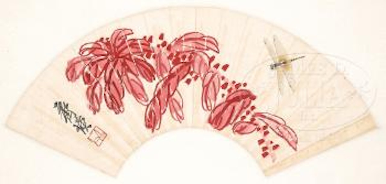Dragonfly amidst red leaves by Qi Baishi