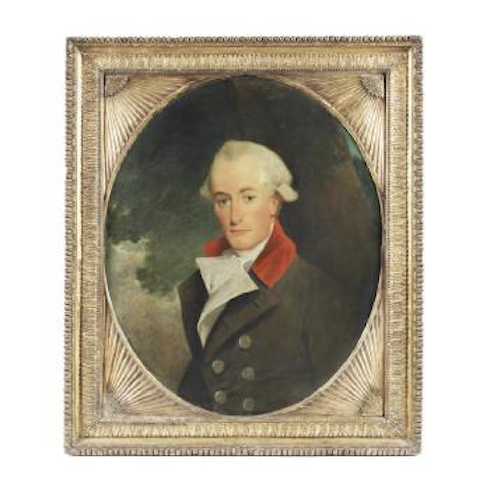 Portrait of a gentleman, half-length, in naval uniform by English School