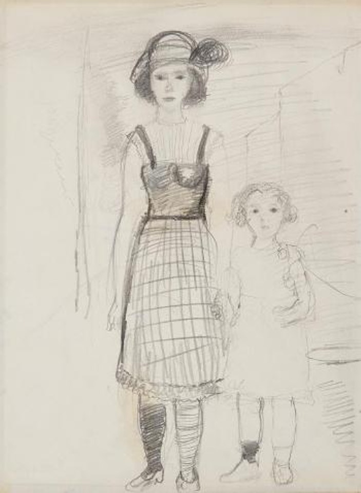 Dame Au Chapeau Et Fillette by Paul Delvaux