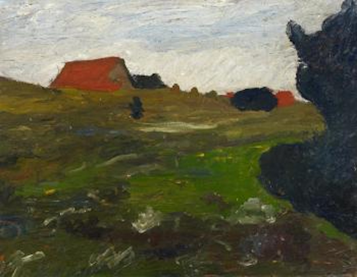 Landscape With Bush And Red Houses by Paula Modersohn-Becker