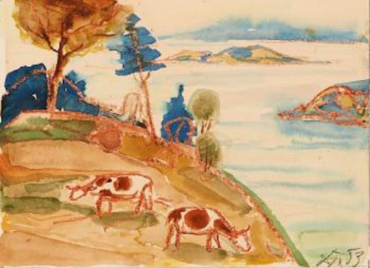 Lake Constance, Landscape With Cows by Otto Dix
