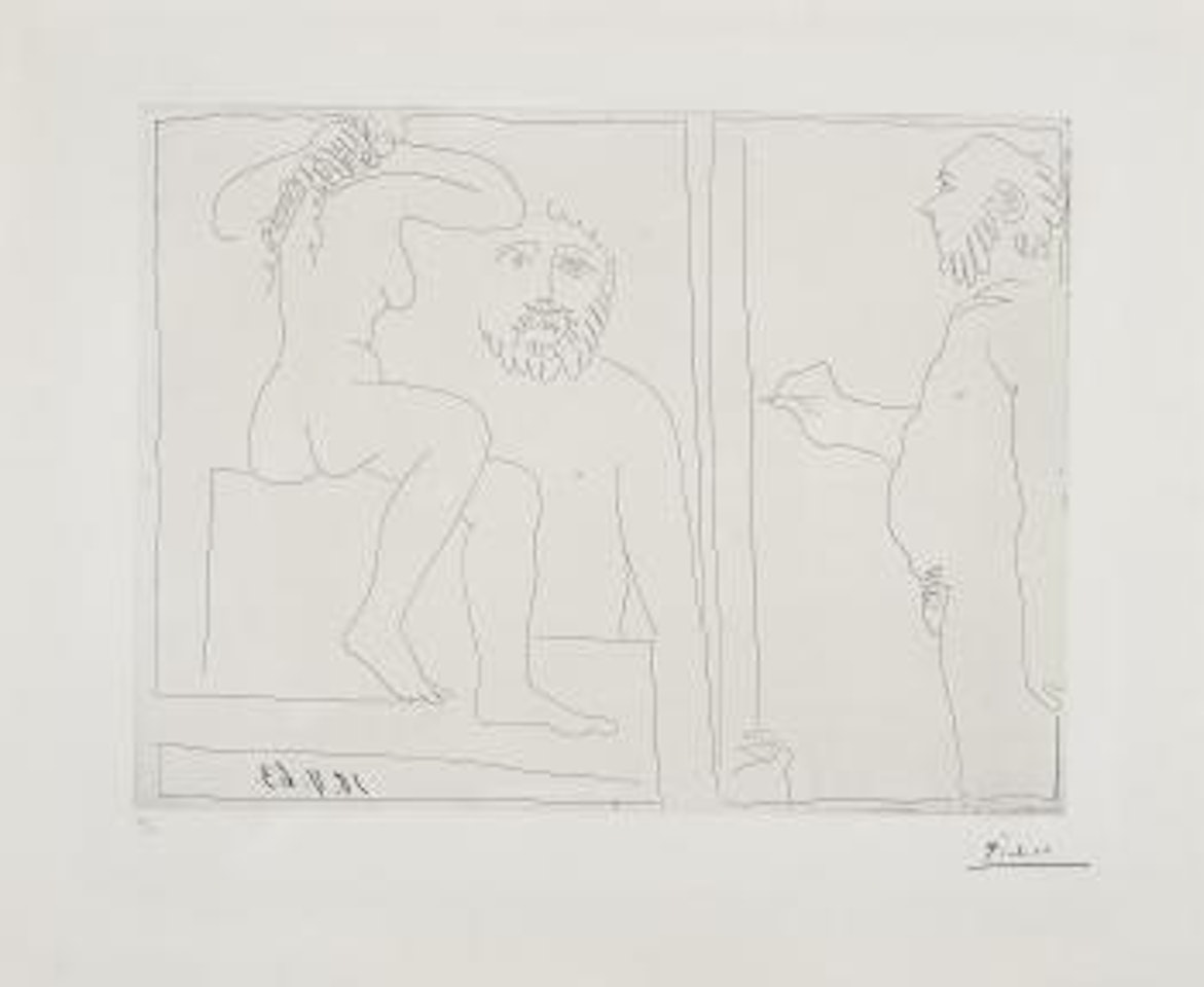 Peintre Et Modèle De Dos, Avec Un Spectateur by Pablo Picasso