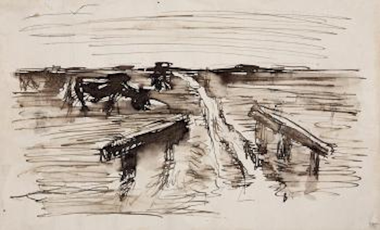 Lowlands With Bridge And Pasturing Cows by Max Liebermann