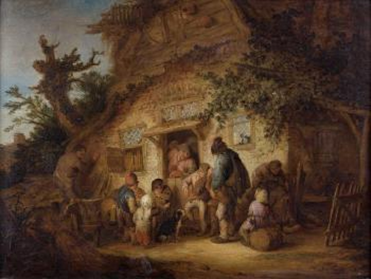 Réjouissances paysannes devant l’auberge by Adriaen van Ostade
