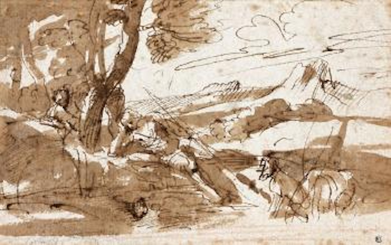 Narcisse et Écho dans un paysage by Pier Francesco Mola
